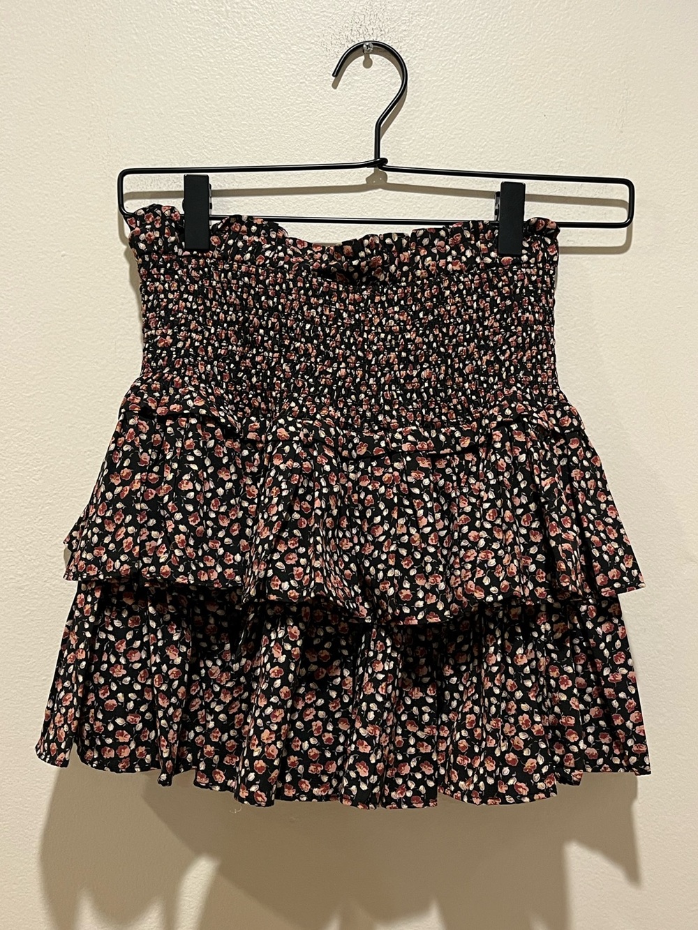 Reset Black Floral Smocked Tiered Layered Ruffled Skirt - Women’s Size Small